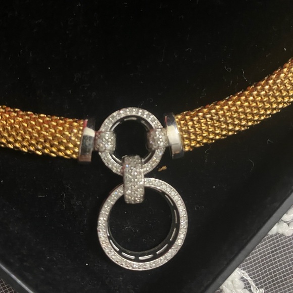 Diamond Ring Accent Mesh Necklace And Bracelet in Vermeil and Sterling Silver - Picture 3 of 6